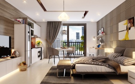 Cho thuê căn hộ Soho C2.21 Vinhomes D’Capitale Trần Duy Hưng: 39m2, 1PN, đủ đồ, 9tr (MTG)