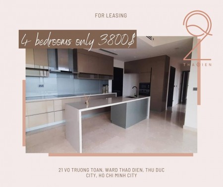 Căn hộ Q2 Thảo Điền 181m2, gồm 4 phòng ngủ, 3wc nội thất cơ bản. Lh xem nhà 0905007503