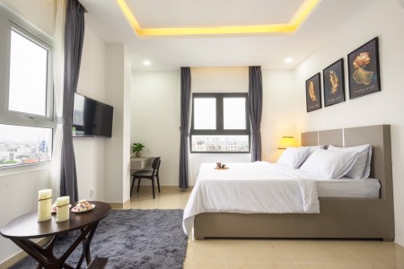 Studio Full nội thất, Cửa sổ hướng gió, nội thất cao cấp, Lotte mart, TDT, Rmit, Tân Mỹ Q7, 25m2, 1 phòng ngủ, 1 toilet