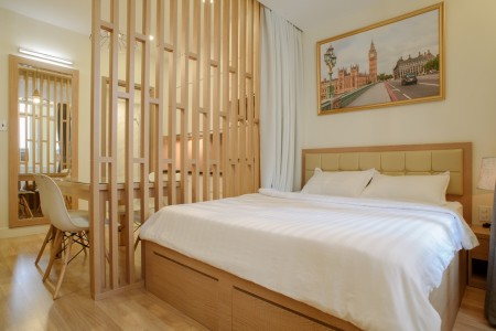 Cho thuê căn hộ Quận 3, Cao Thắng, STUDIO VÁCH NGĂN, nội thất gỗ, Gần Cống Quỳnh