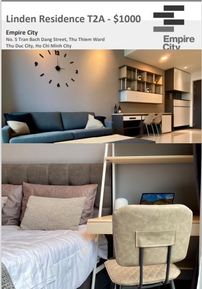Chính chủ cho thuê 1PN Empire City, Full nội thất cao cấp, tầng cao, 20 tr/tháng, 64m2, 1 phòng ngủ, 1 toilet