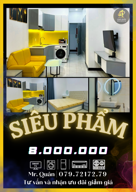 Căn studio siêu phẩm, full nt, máy giặt, ban công gần đại học TĐT, Lotte Quận 7