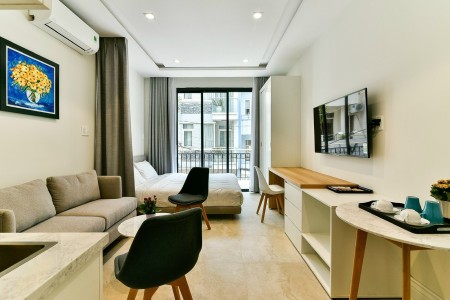 Căn hộ studio bancony mới gần trường Đại Học Hoa Sen