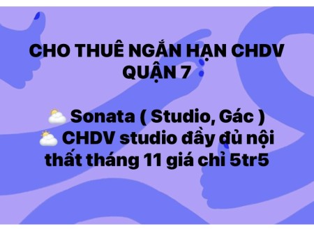 Tháng 11 cho thuê ngắn hạn CHDV quận 7