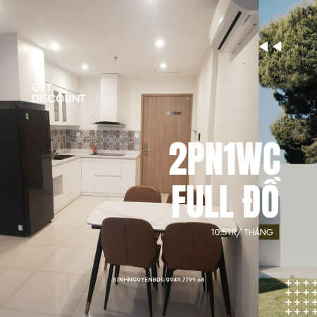 Cho thuê căn hộ 2PN1WC full đồ phân khu S1 Vinhomes Smart City, 10.5tr/ tháng vào ở tháng 3/2023