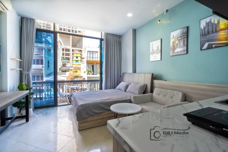 Căn hộ Cao cấp Máy giặt riêng Ban công thoáng full nội thất Gần Đại học Văn Lang - Đề Thám, Quận 1, 40m2, 1 phòng ngủ, 1 toilet