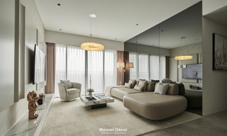 Thiết kế siêu cao cấp 140m2, 3PN, thang máy riêng, 90 triệu, The River Thủ Thiêm