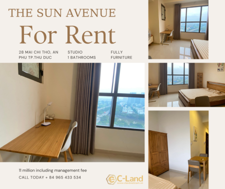 The Sun Avenue Studio 32m2 đầy đủ nội thất 11 triệu bao phí