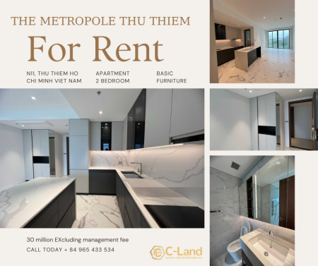 Cho thuê 2 phòng ngủ - Metropole Thủ Thiêm 83m2 tòa Cresst view đẹp