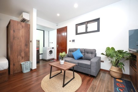 Cho thuê CHDV full đồ Studio mới tinh ở 121 Yên Phụ nhỏ, gần đường Thanh Niên, Tây Hồ, Hà Nội