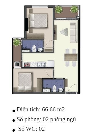 Cho thuê 2PN 2WC góc 69m2, NTCB GIÁ THUÊ 8tr5 LH 0906 600 593