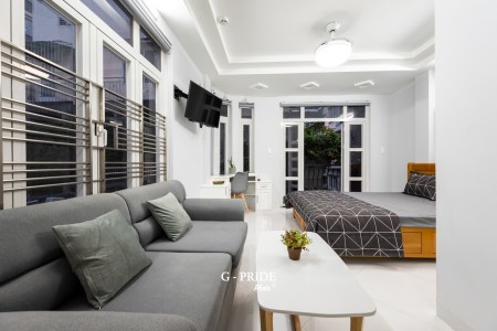 Studio 1PN bancon lớn có cửa sổ full nội thất 204 Lý Tự Trọng Quận 1, 45m2, 1 phòng ngủ, 1 toilet