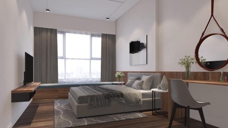 Cần cho thuê căn hộ 2PN tại The Sun Avenue gồm bếp, pk, ban công mà giá chỉ 15.5tr/tháng