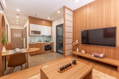 Em cần cho thuê 1N1K full đồ như hình giá 9tr/tháng nội thất gỗ