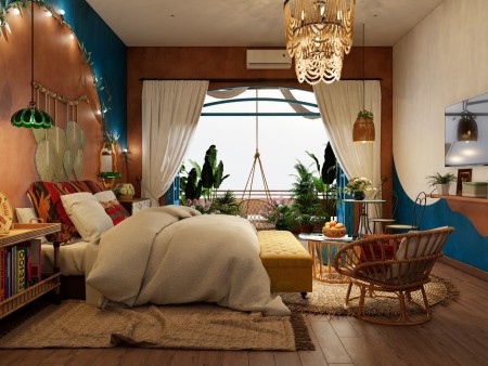 CHDV 40m2 1PN+1PK ️️️ Ban công Máy giặt riêng Decor Vintage View sông cực thoáng