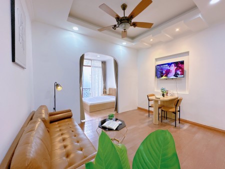 Căn hộ 1PN rộng 50m2 gần ngã 6 Phù Đổng Quận 1 có đầy đủ nội thất, thiết kế đẹp, hẻm ô tô, BALCON TO