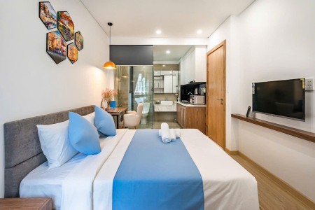 Cho thuê căn hộ 1 phòng ngủ đầy đủ nội thất tại Quận 1, Nguyễn Trãi gần đại học Văn Lang cơ sở 1
