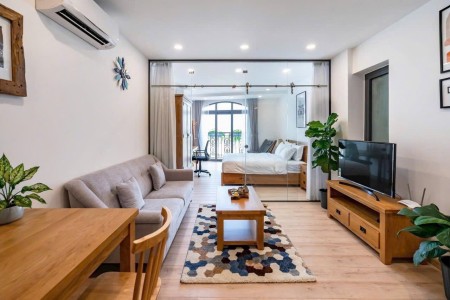 Siêu phẩm 1PN, ban công, thiết kế nội thất gỗ sang trọng – nằm giáp sân bay Tân Bình và CV Gia Định