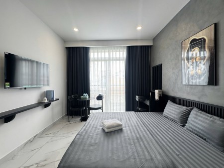 Cho thuê studio có ban công, máy giặt riêng, máy lạnh riêng – Tone xám – Nơ Trang Long, Bình Thạnh