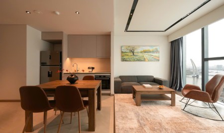 Cho thuê CC Grand Marina Marriott 75tr, 72m2, 1PN+1, full NT, View trực diện sông, bao đẹp, Q1 !