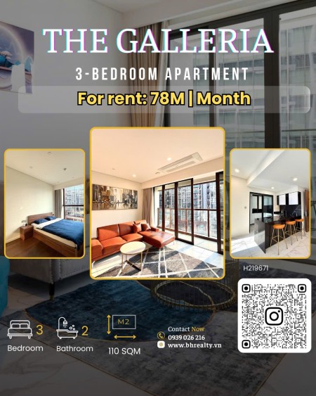 THE GALLERIA : CHO THUÊ CĂN HỘ 3PN - VIEW CẦU BA SON - FULL NT