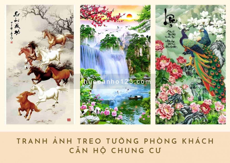 Tranh treo tường phòng khách căn hộ hợp phong thủy