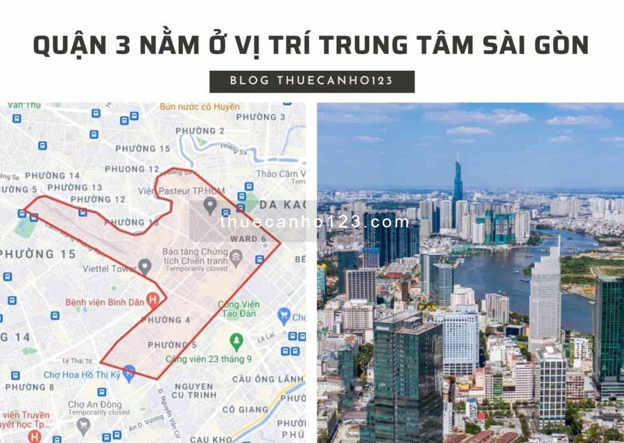 Vị trí quận 3 ở trung tâm Sài Gòn