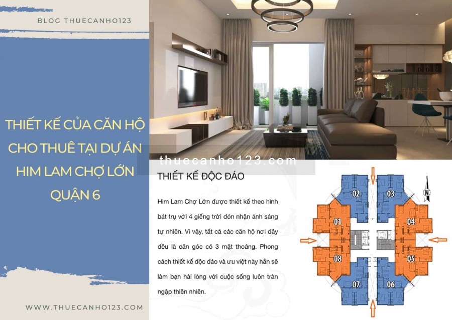 Thiết kế của căn hộ cho thuê tại dự án Him Lam Chợ Lớn quận 6