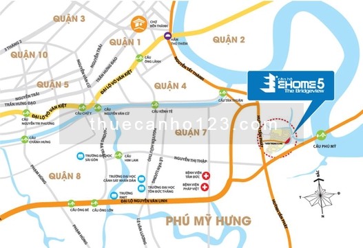 Cho thuê căn hộ chung cư EHome 5 Quận 7 gần Phú Mỹ Hưng, căn 68m2, 2PN, 2WC