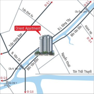 Cho thuê căn hộ chung cư tại Bến Văn Đồn Quận 4 Orient Apartment, Dt 77m2, 2PN giá thuê 10,5 triệu