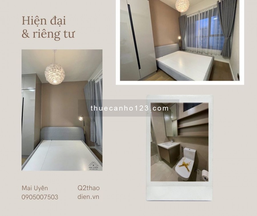 Cho thuê căn hộ 1 phòng ngủ, 1wc, 48m2 tại chung cư Q2 Thảo Điền giá tốt nhất thị trường.