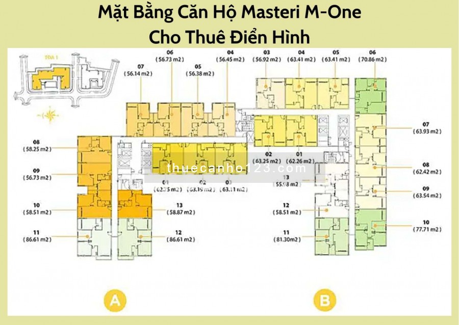 Mặt bằng căn hộ cho thuê tại Masteri M-One Gò Vấp