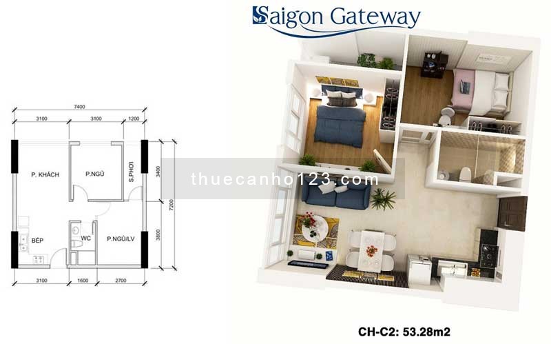 Cho thuê nhanh căn hộ Saigon Gateway quận 9 giá chỉ 7 triệu
