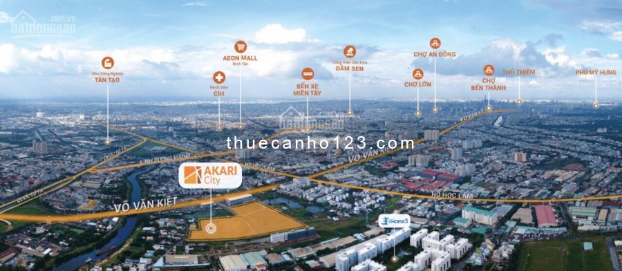 Cho thuê căn hộ Akari City DT 56-121m², giá 6-12tr/tháng full nt cơ bản
