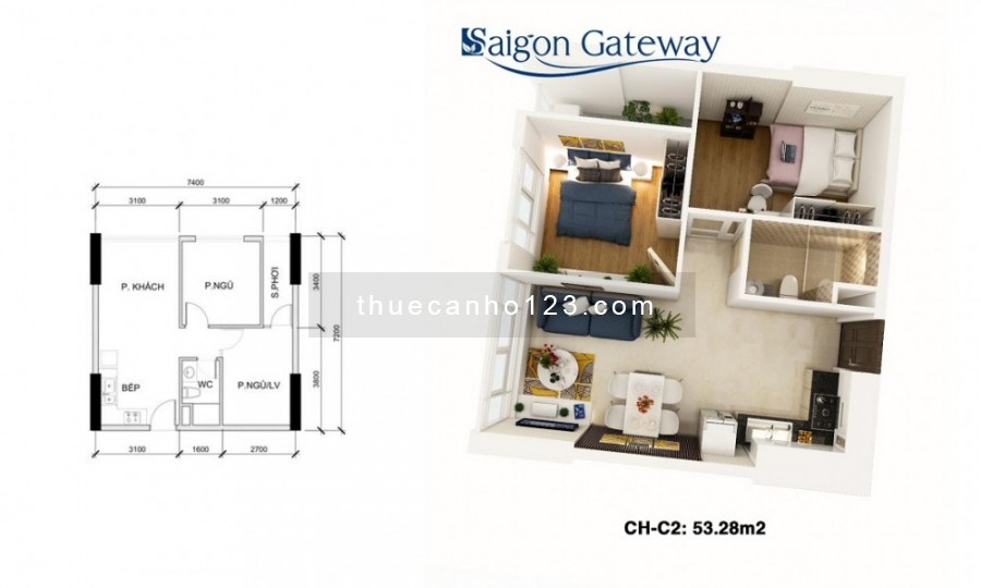 Thuê chung cư Sài Gòn Gateway quận 9 với giá rẻ chỉ 5 triệu.tháng