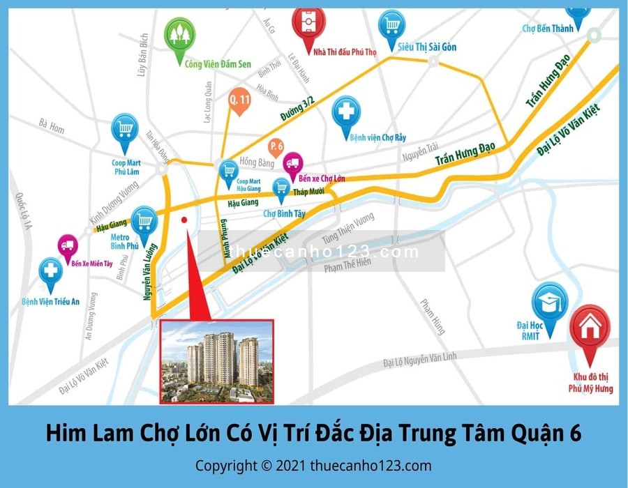 Him Lam Chợ Lớn có vị trí đắc địa trung tâm quận 6