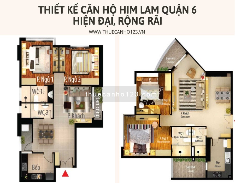 Thiết kê căn hộ Him Lam quận 6 hiện đại, rộng rãi