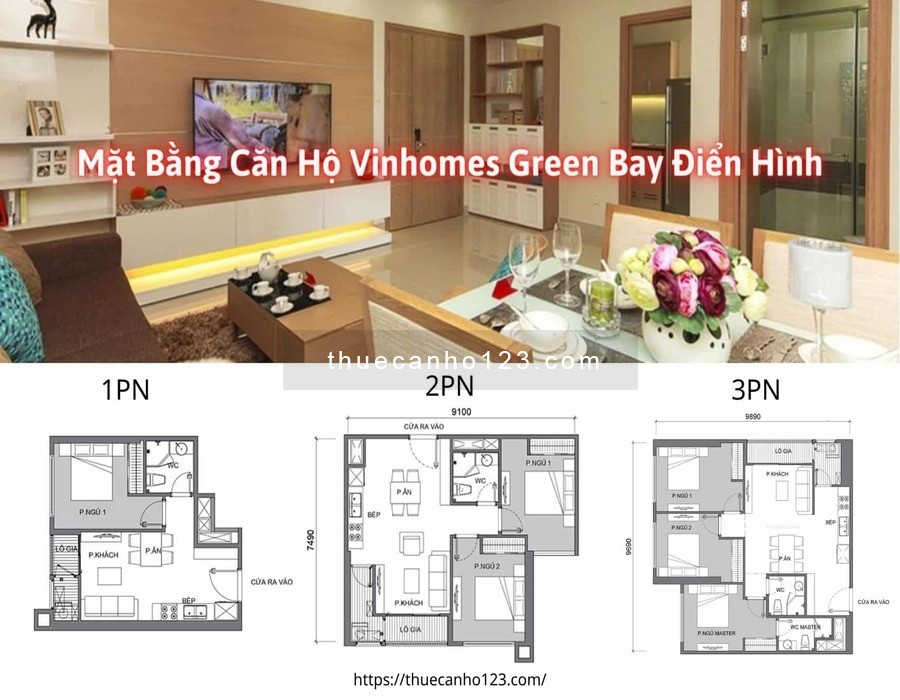 Mặt bằng căn hộ điển hình dự án Vinhomes Green Bay