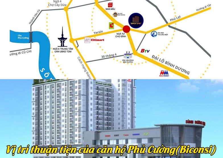 Vị trí thuận tiện của căn hộ Phú Cường(Biconsi)