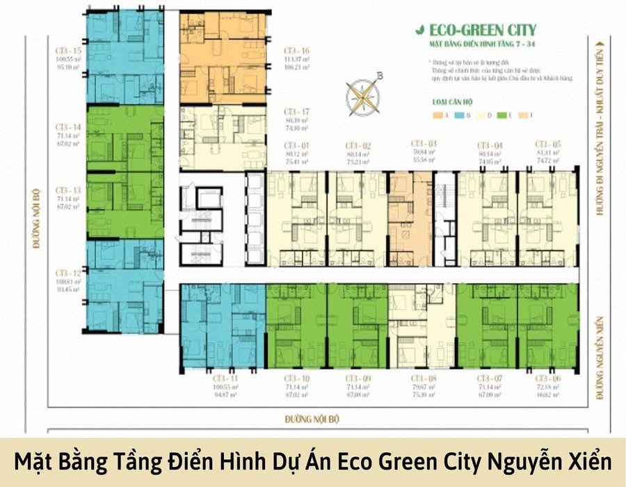 Mặt bằng tầng điển hình du án Eco Green City Nguyễn Xiển