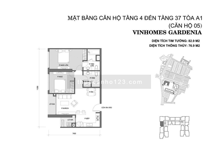 Cho thuê chung cư Vinhomes Gardenia 1, 2, 3 phòng ngủ giá hấp dẫn từ BQL dự án