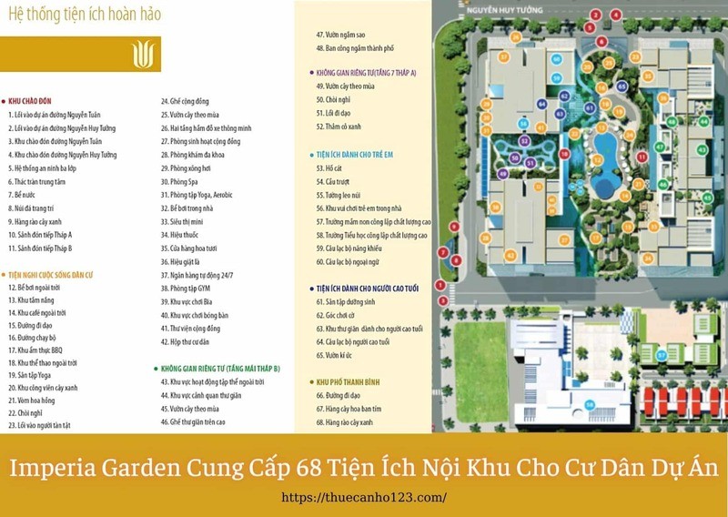 Imperia Garden cung cấp 68 tiện ích nội khu cho cư dân dự án