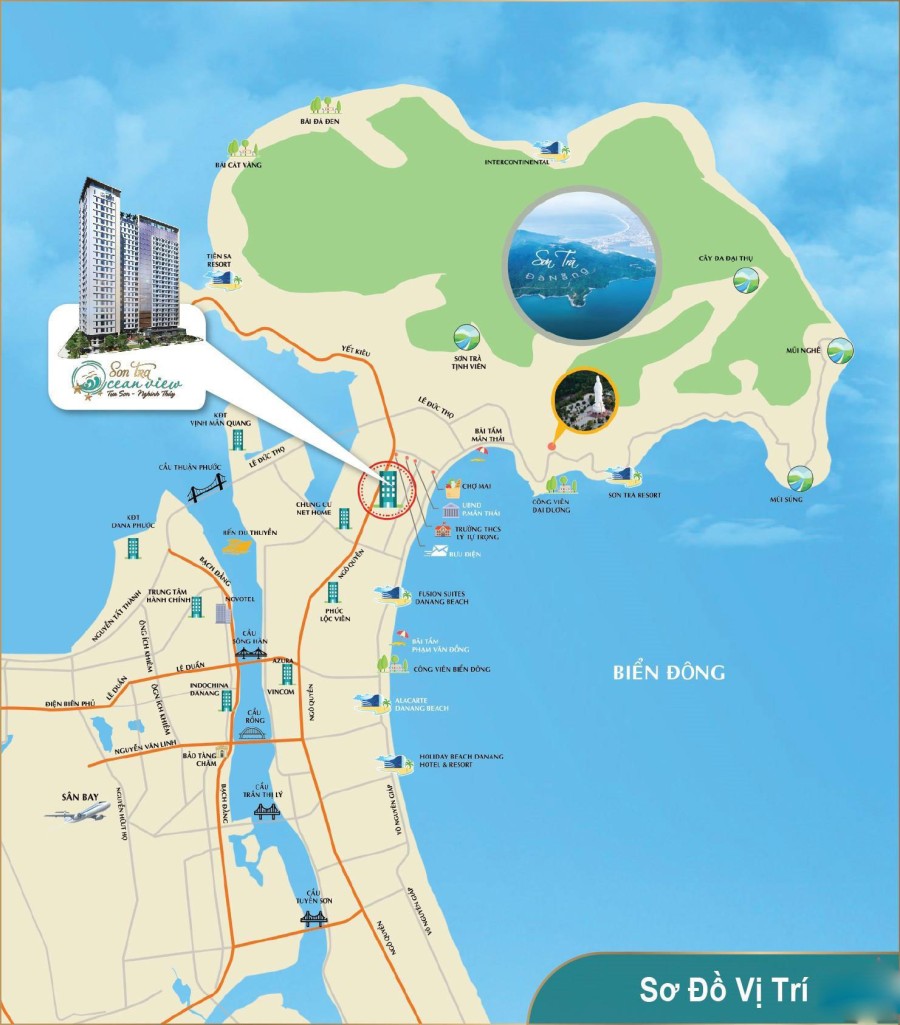 Vị trí thuận lợi dự án thuê căn hộ Sơn Trà Ocean View