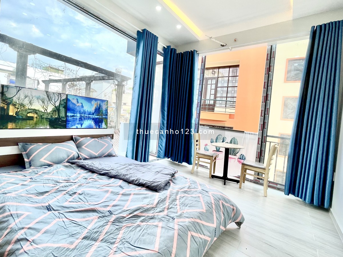 Bùng nổ tháng 6 Studio Full nội thất mới, thiết kế cửa kính mới mẻ, view đẹp