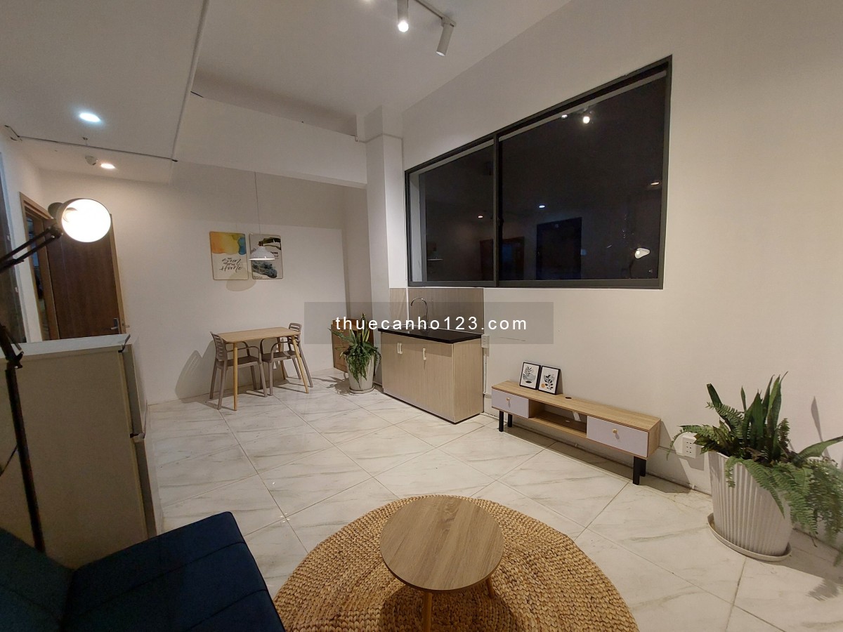 Cho thuê căn Penthouse 1 phòng ngủ riêng biệt, full nội thất, cửa sổ lớn gần chợ Tân Định