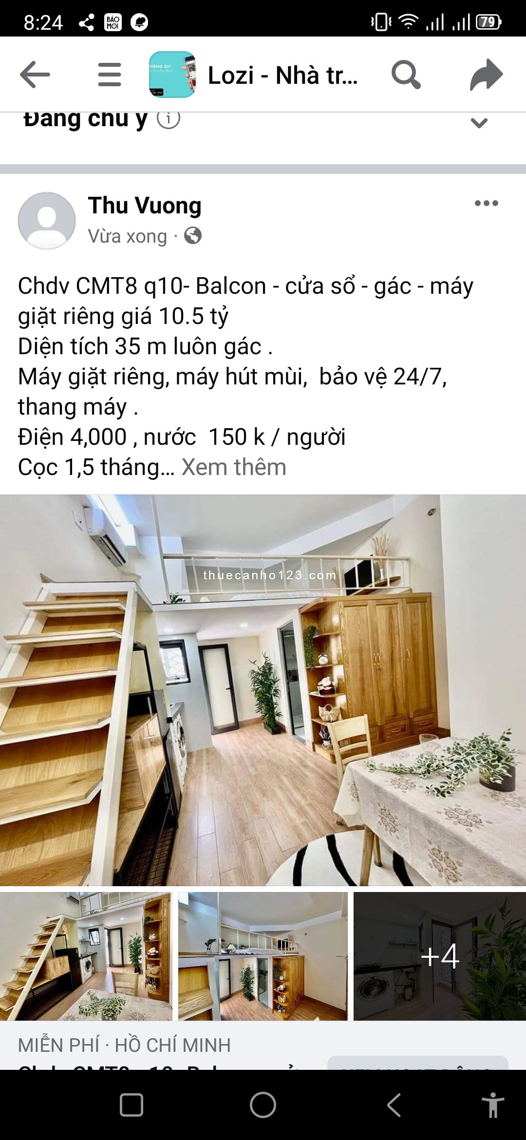 Căn hộ dịch vụ CMT8 quận 10 - Balcon - cửa sổ - gác - máy giặt riêng