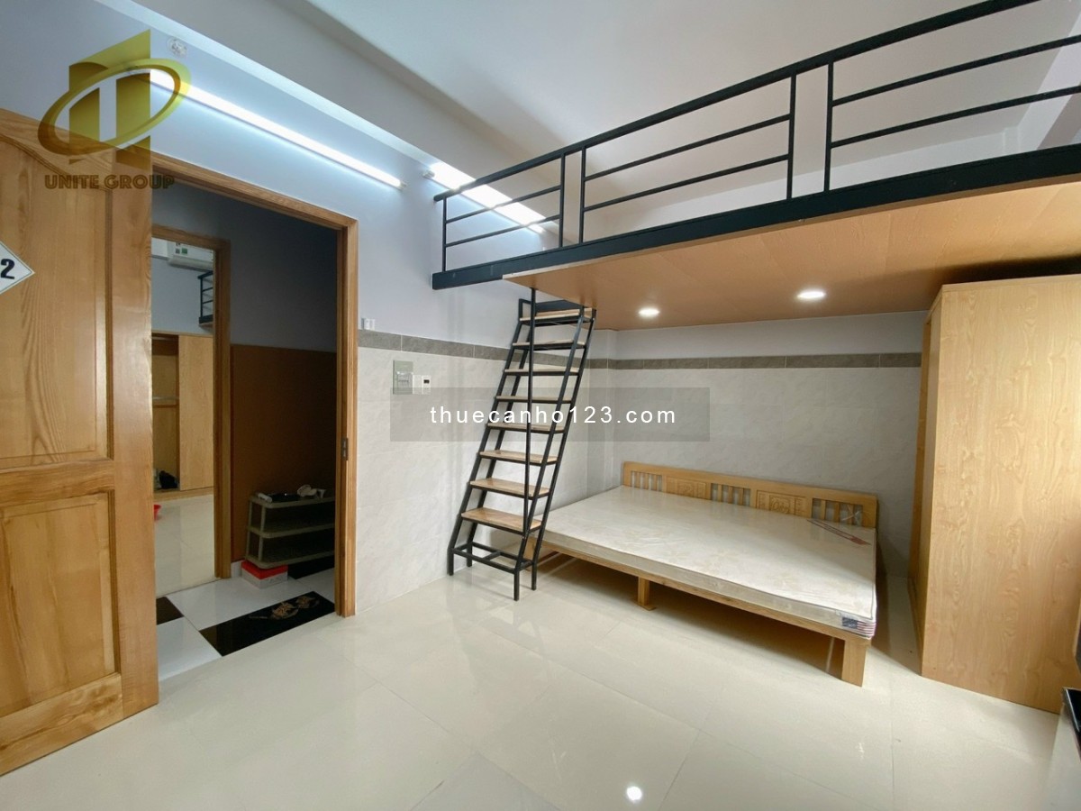 Cho thuê căn hộ 1 gác 1 giường, không giới hạn người, full Nội thất như hình, 40m2, giá 5tr5