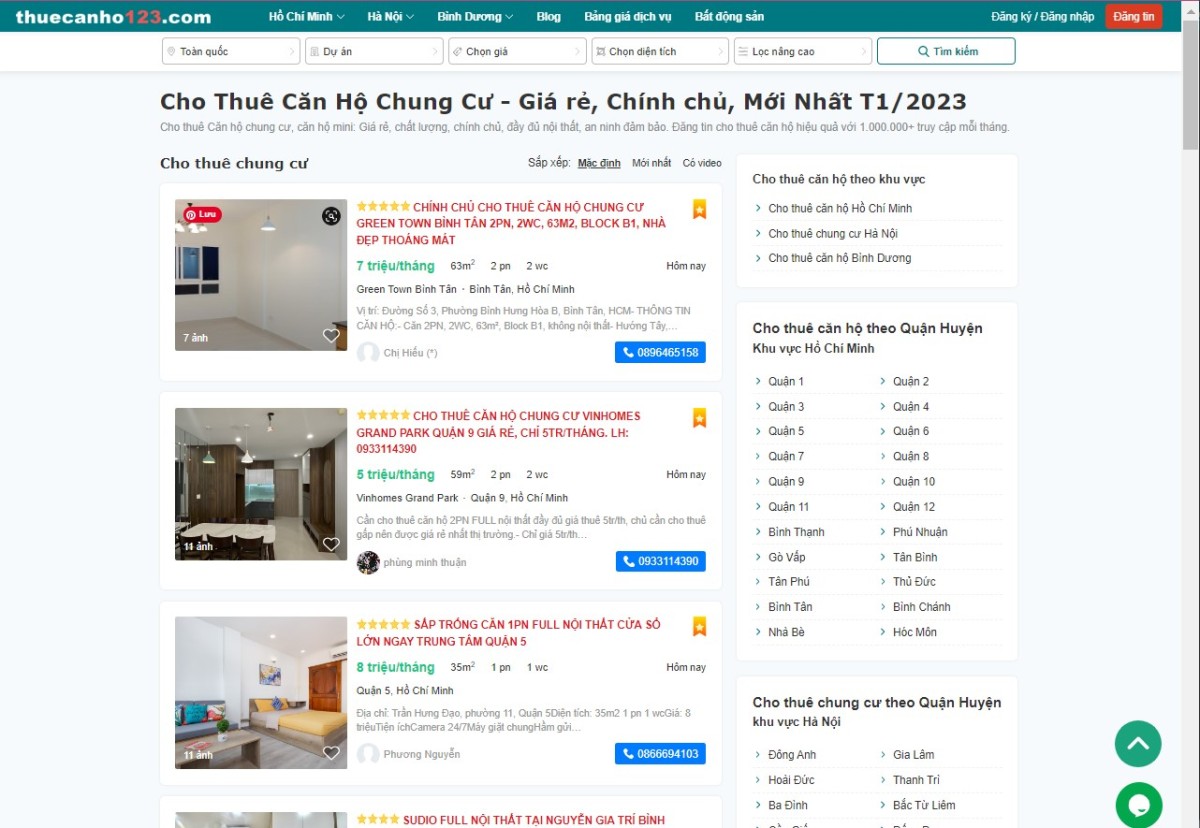 Chọn website thuecanho123.com để tìm thuê căn hộ phù hợp