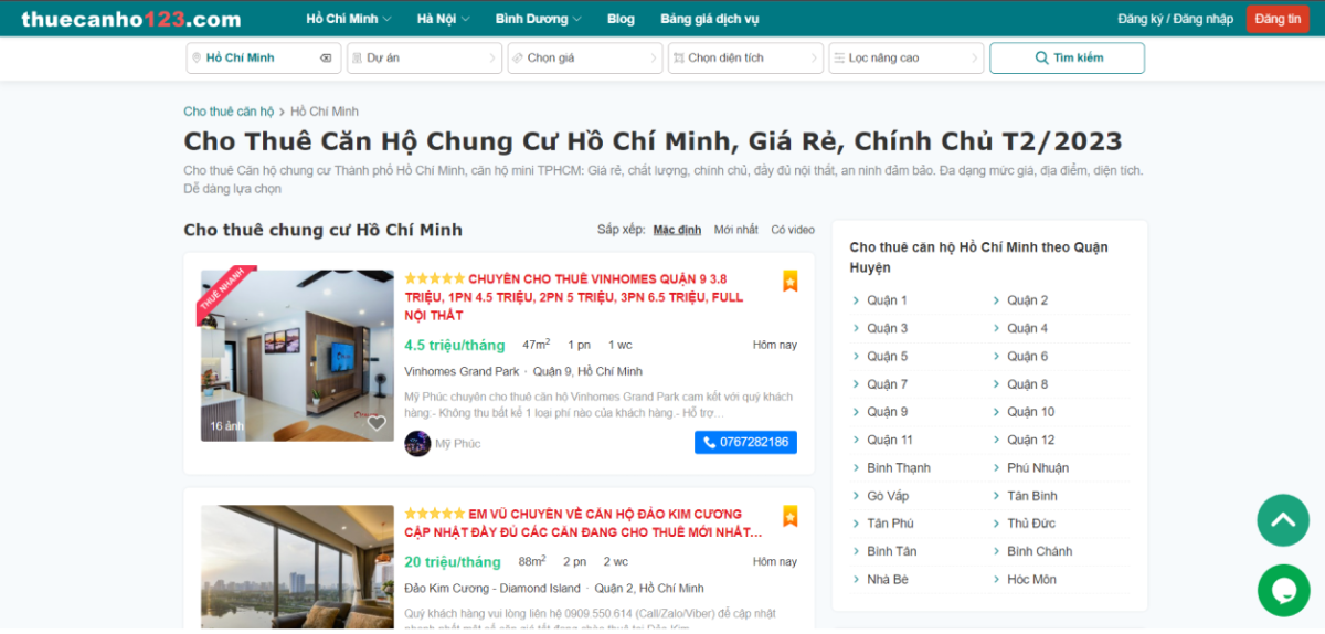 Lựa chọn website Thuecanho123.com