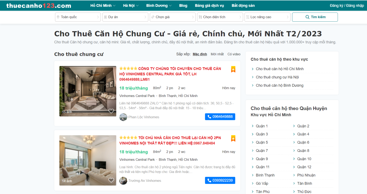 Nơi cho thuê căn hộ chung cư uy tín hiện nay